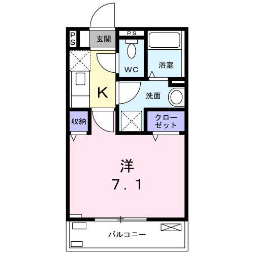 ルジーナ ベルデ(1K/2階)の間取り写真