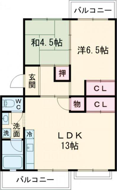 コーポ水谷(2LDK/3階)の間取り写真