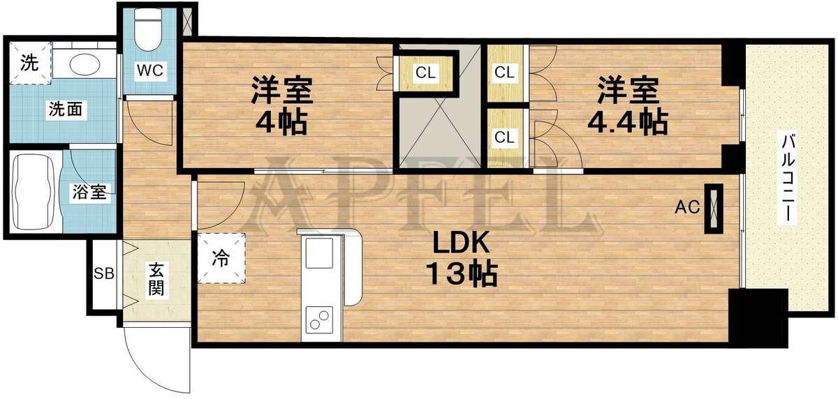 RJR堺筋本町タワー(2LDK/5階)の間取り写真