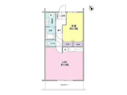 サン・リヴァージュ岸和田(1LDK/1階)の間取り写真