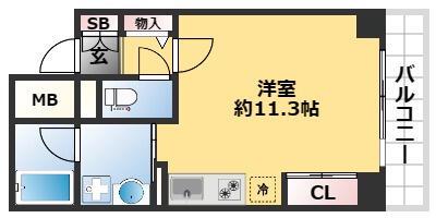 TKD北条口(ワンルーム/6階)の間取り写真