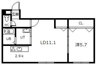 BRUN CUBEIII(1LDK/4階)の間取り写真