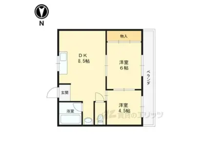 メーゾン・ヴィオレット(2DK/2階)の間取り写真