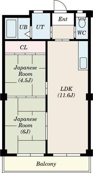 エクシードA棟(2LDK/1階)の間取り写真