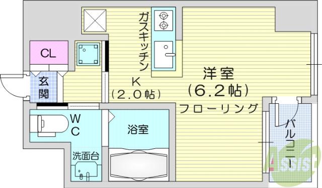 KDXレジデンス仙台駅東(ワンルーム/12階)の間取り写真