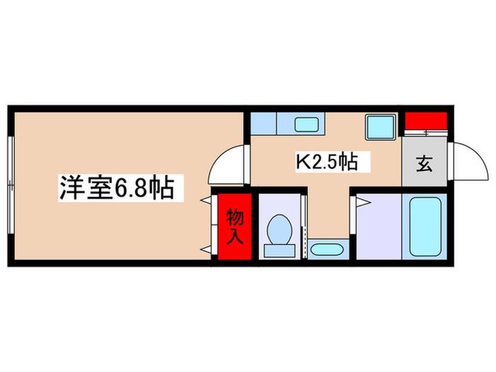 小田急線 生田駅(神奈川) 徒歩13分 2階建 築20年(1K/2階)の間取り写真