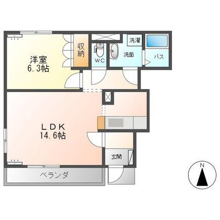 シャルマンコートA棟(1LDK/1階)の間取り写真