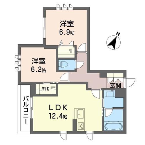 メゾン・ド・リヴェール(2LDK/2階)の間取り写真