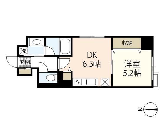 ランパス東古松(1DK/4階)の間取り写真