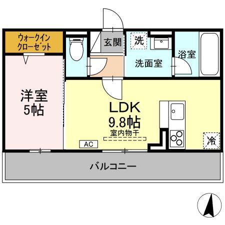 DーROOM新白河 II(1LDK/2階)の間取り写真
