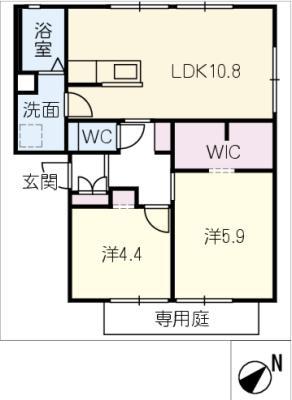 オデッセイ島田(2LDK/1階)の間取り写真
