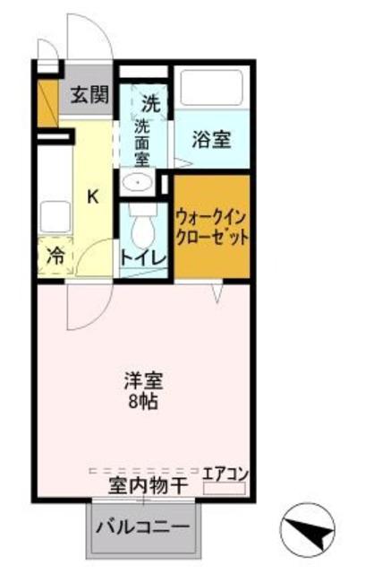 ウィスタ岸町(1K/1階)の間取り写真