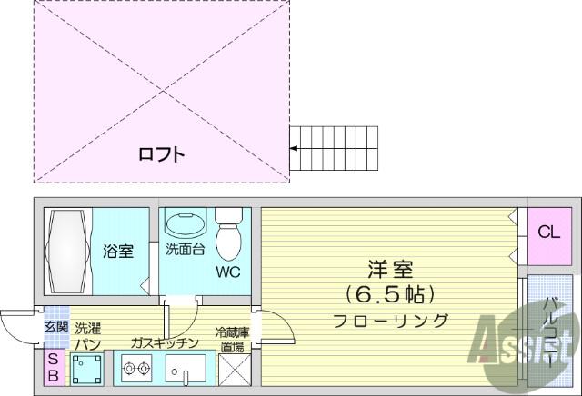 STAGE福沢町(1K/2階)の間取り写真