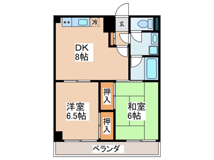 だるま第一ビル(2DK/1階)の間取り写真