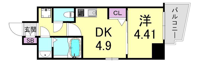 ADWRESIDENCE松屋町(1DK/11階)の間取り写真