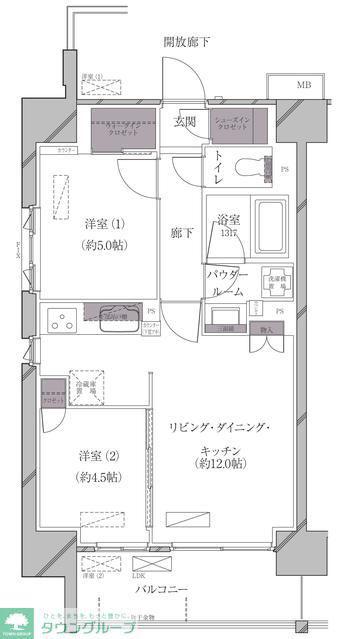 A-STANDARD芝浦(2LDK/11階)の間取り写真