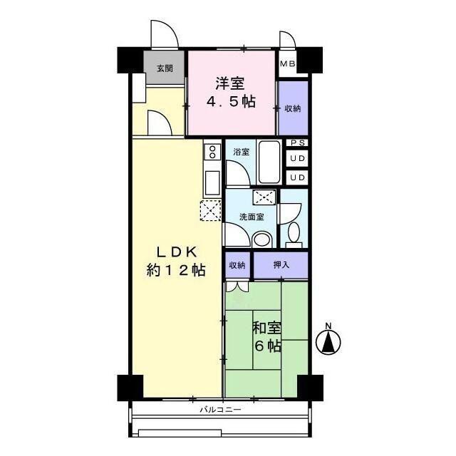 サニーコート東中野(2LDK/8階)の間取り写真
