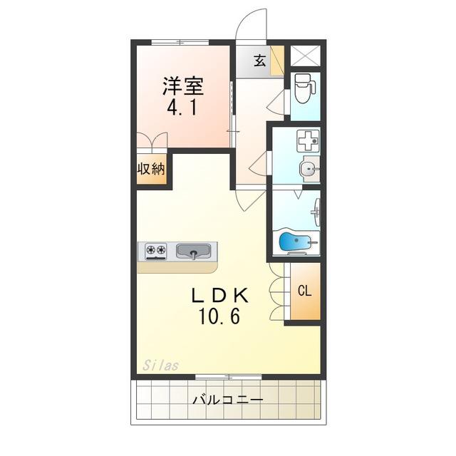 エトワール新在家(1LDK/4階)の間取り写真