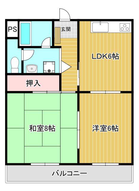 マンハイム伊藤II(2DK/2階)の間取り写真