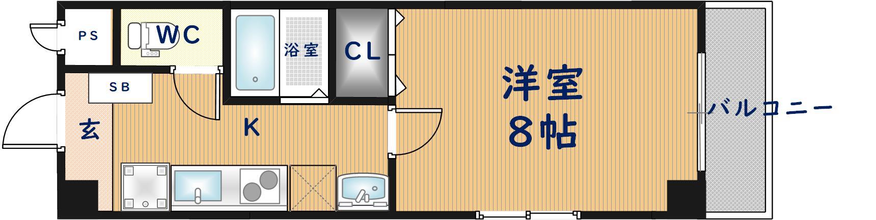グランディー小阪(1K/7階)の間取り写真