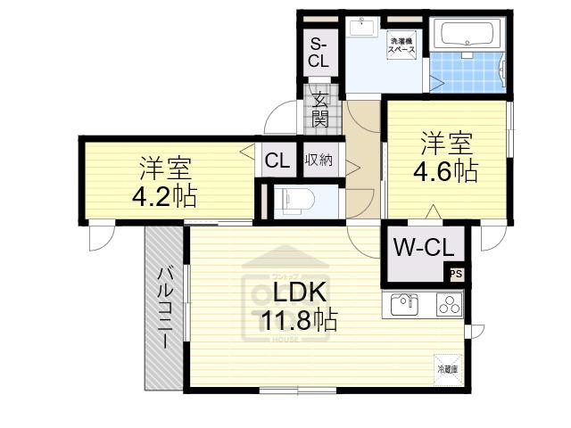 アムールメゾン2(2LDK/2階)の間取り写真