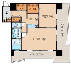 サンシャイン プリンセス 北九州(1LDK/6階)の間取り写真