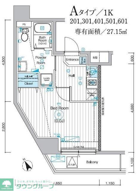 MAXIV ALIVE堀切菖蒲園(1K/2階)の間取り写真