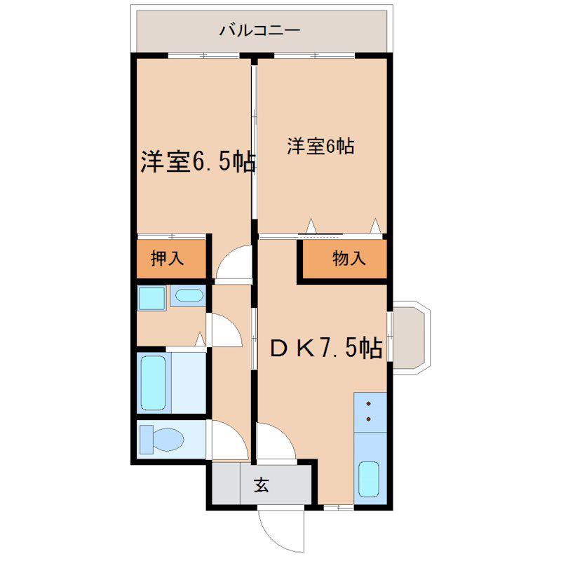 トップペアー福甚NO1(2DK/2階)の間取り写真