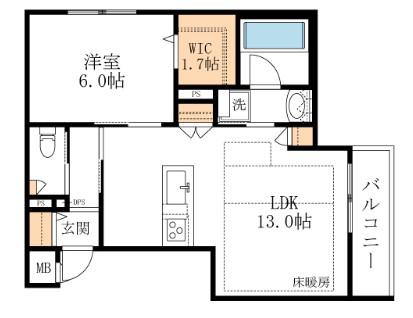 木月4丁目メゾン(1LDK/4階)の間取り写真