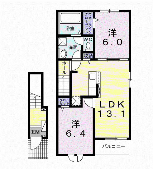 メゾン ヌール(2LDK/2階)の間取り写真