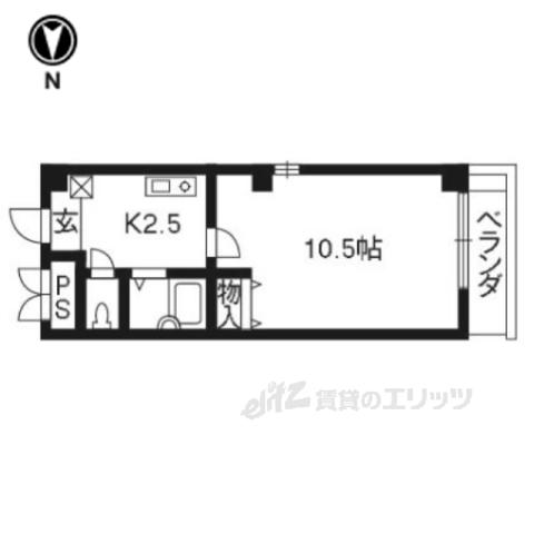 ヴィラ ヴェルデ(1K/2階)の間取り写真