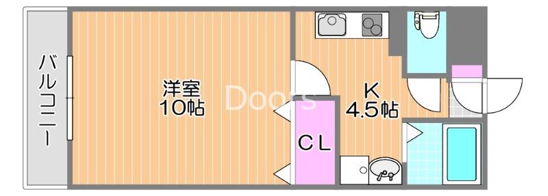 グランツ・M(1K/1階)の間取り写真