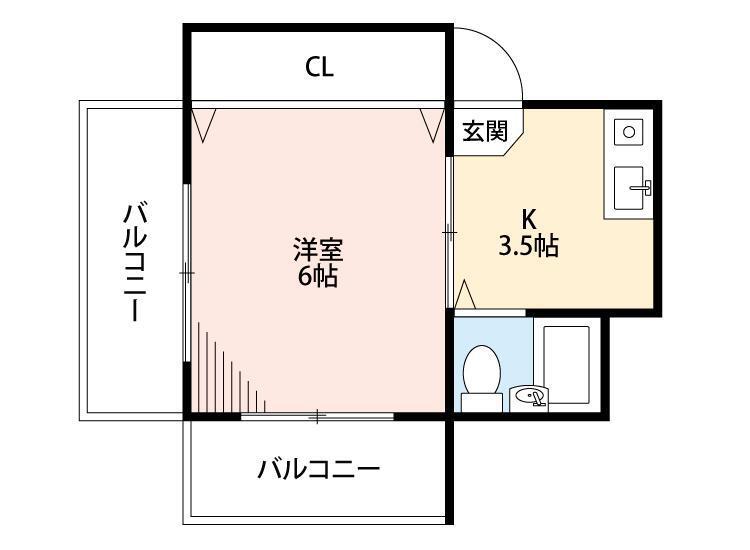 ドリーム蓮沼(1K/3階)の間取り写真