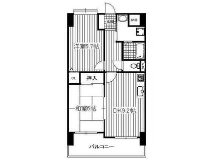 グランカーザ・エテシア(2DK/11階)の間取り写真