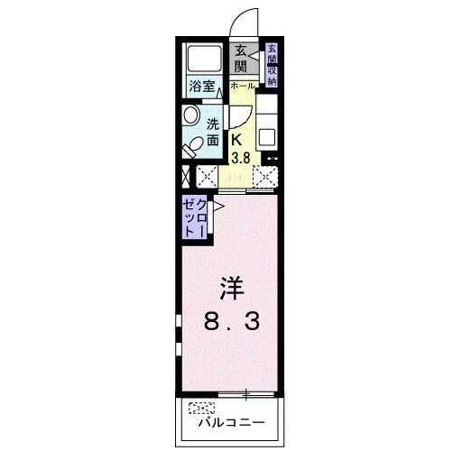 シャルモントゥII(1K/2階)の間取り写真