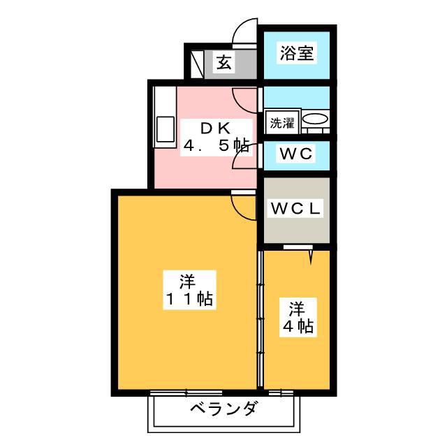 ルミエール花の木 B棟(2K/1階)の間取り写真