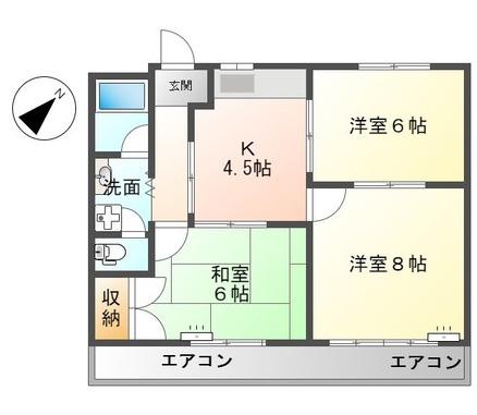 サンパレス尾崎(3K/2階)の間取り写真