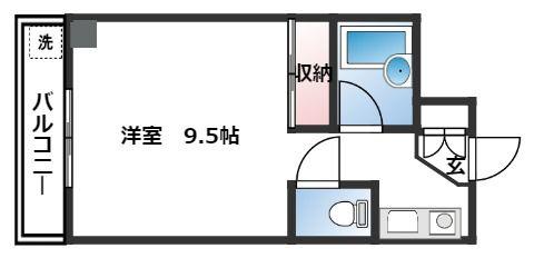 ロイヤルレジデンス秦(ワンルーム/4階)の間取り写真