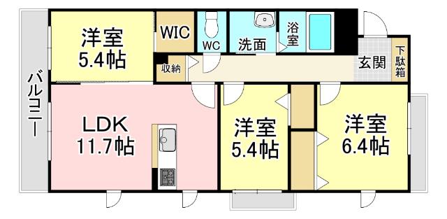 MAST中井 A棟(3LDK/2階)の間取り写真