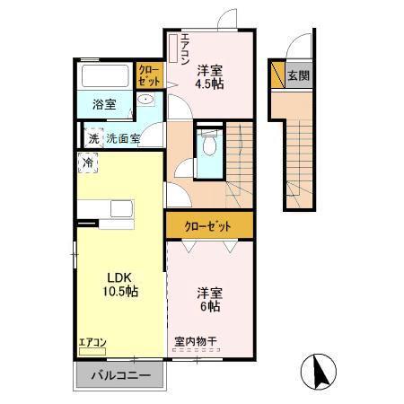 MAISONDE府中A(2LDK/2階)の間取り写真