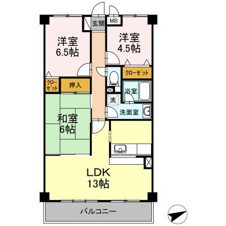 レジデンス若松(3LDK/3階)の間取り写真