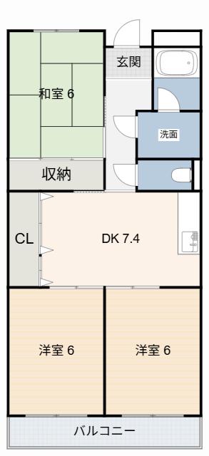 ウエストヒルズ(3DK/2階)の間取り写真