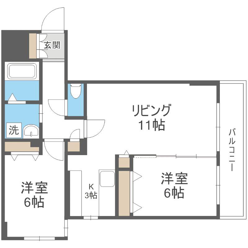 ラディア山鼻(2LDK/1階)の間取り写真