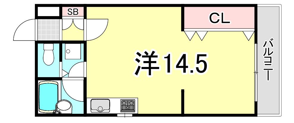 ヴォーン夙川(ワンルーム/3階)の間取り写真