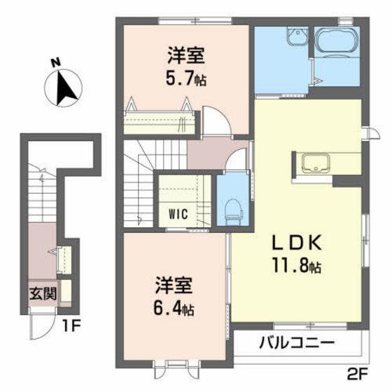 SAKURA V(2LDK/2階)の間取り写真