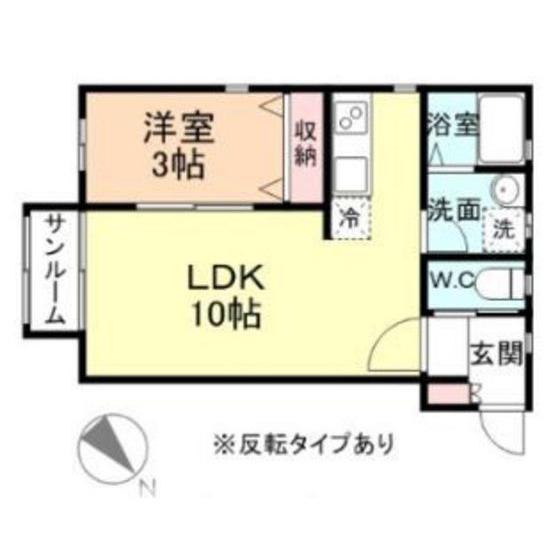 NCOLOR.II(1LDK/2階)の間取り写真