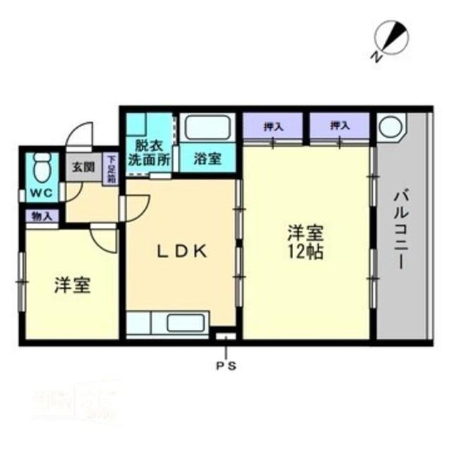 エメラルドマンション箱崎III(2LDK/5階)の間取り写真
