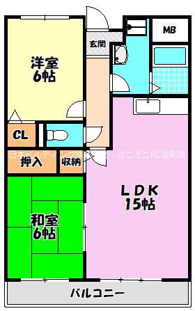 Kテラス(2LDK/3階)の間取り写真