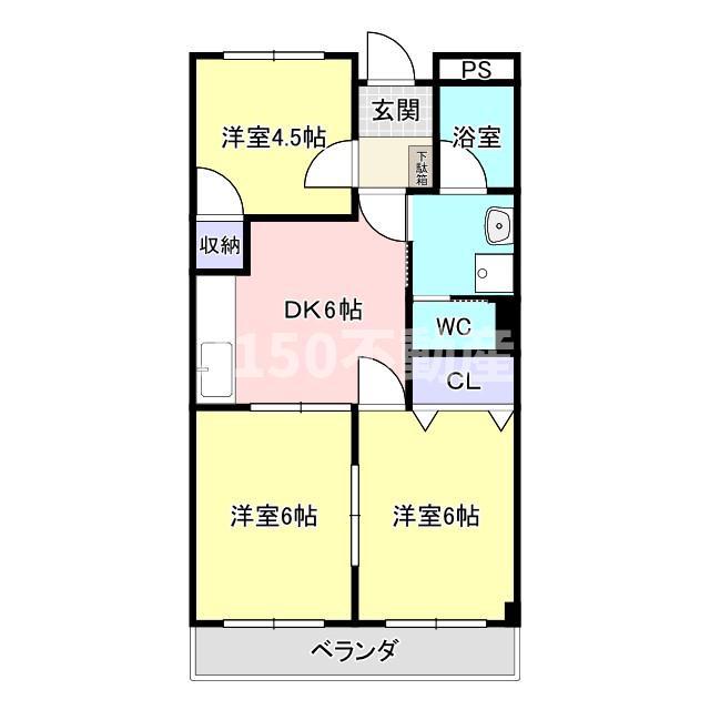 リンピア水主町(3DK/4階)の間取り写真