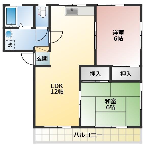 功刀ハイツB(2LDK/2階)の間取り写真